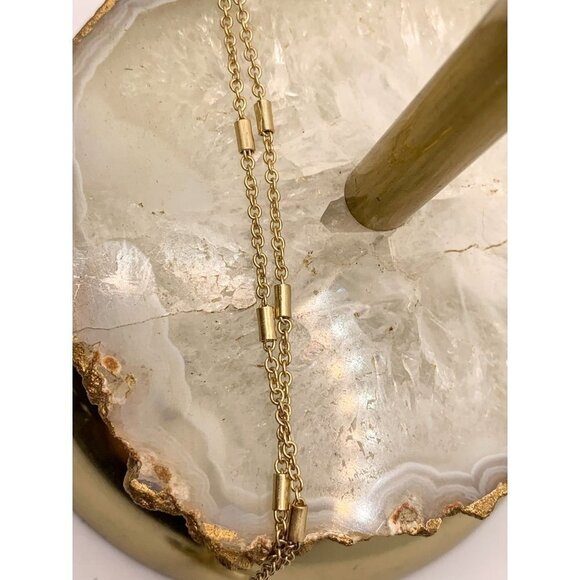 NWT Long Gold Chain Charm necklace - Mixed Metal, Gold Bar, Pearl - Picture 4 of 5